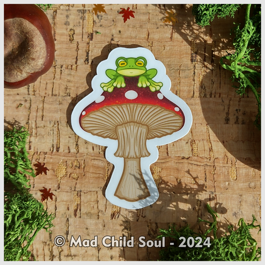 Frog on Mushroom  (Sticker)