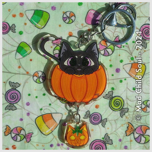 Black Kitty - Pumpcuties (Keyring)